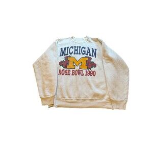VTG University of Michigan 1990 Rose Bowl Velva Sheen Crewneck Made in USA: Sz L